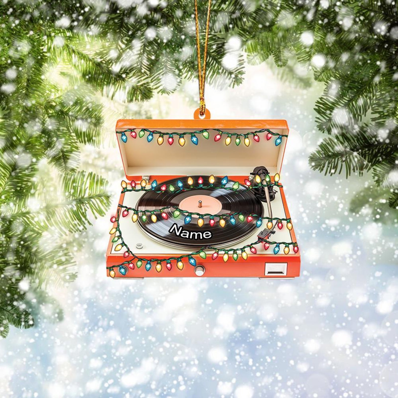 Personalized Record Player Ornament, Vinyl Record Player Christmas Ornament, Musician Ornament, Music Room Holiday Ornament