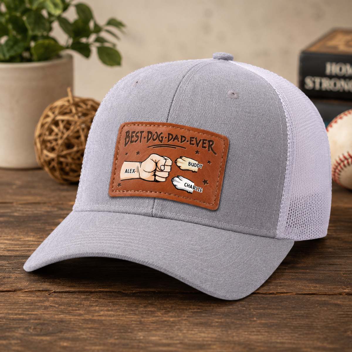 My Fur Babies Are My Real Love - Personalized Leather Label Net Hat - Gift For Dog Dad, Father's Day Gift