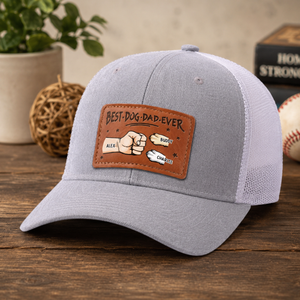 My Fur Babies Are My Real Love - Personalized Leather Label Net Hat - Gift For Dog Dad, Father's Day Gift