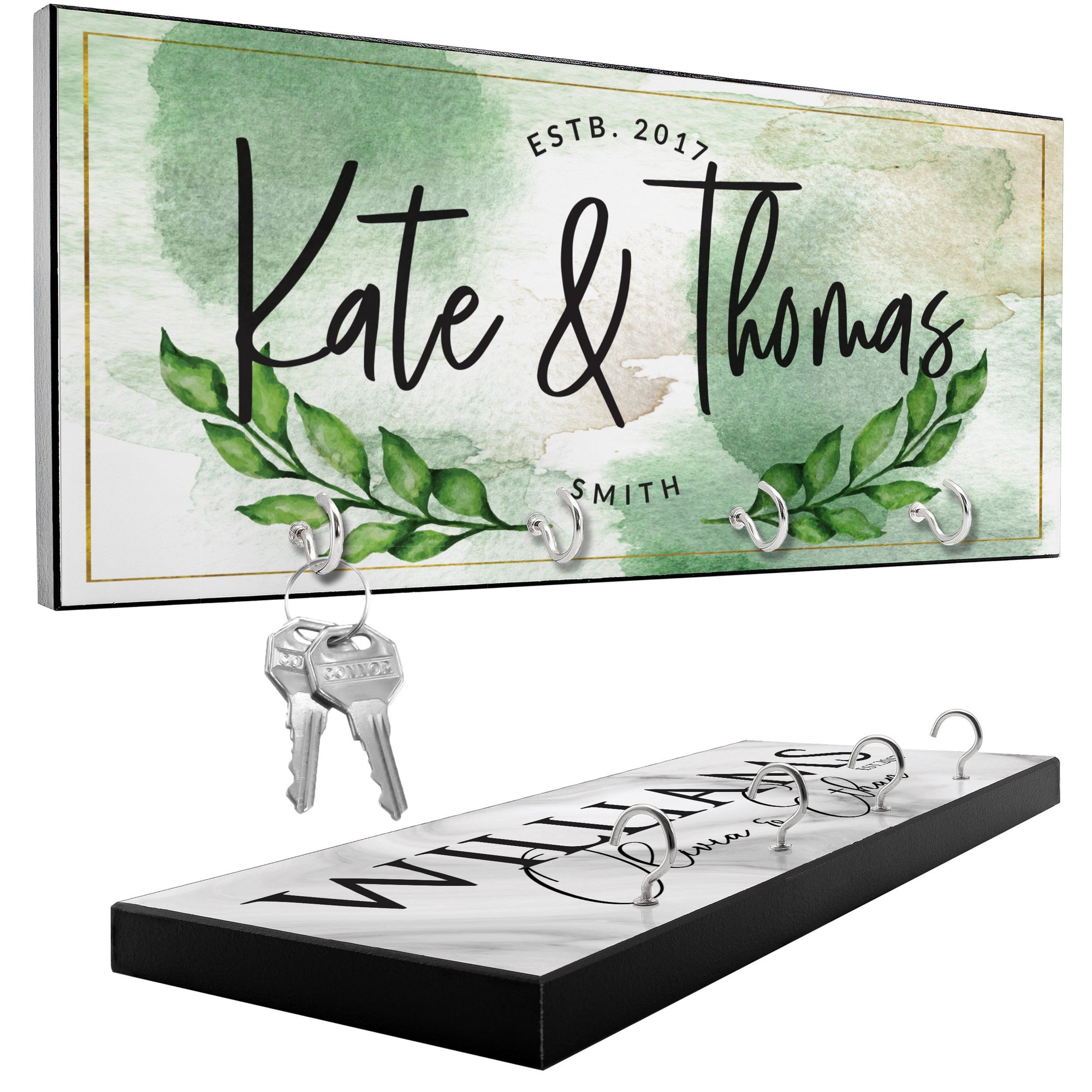 Family Wooden Key Holder, Wedding Gift, Housewarming Gift, Custom Key Hanger, Personalized Last Name Key Holder, Key Rack