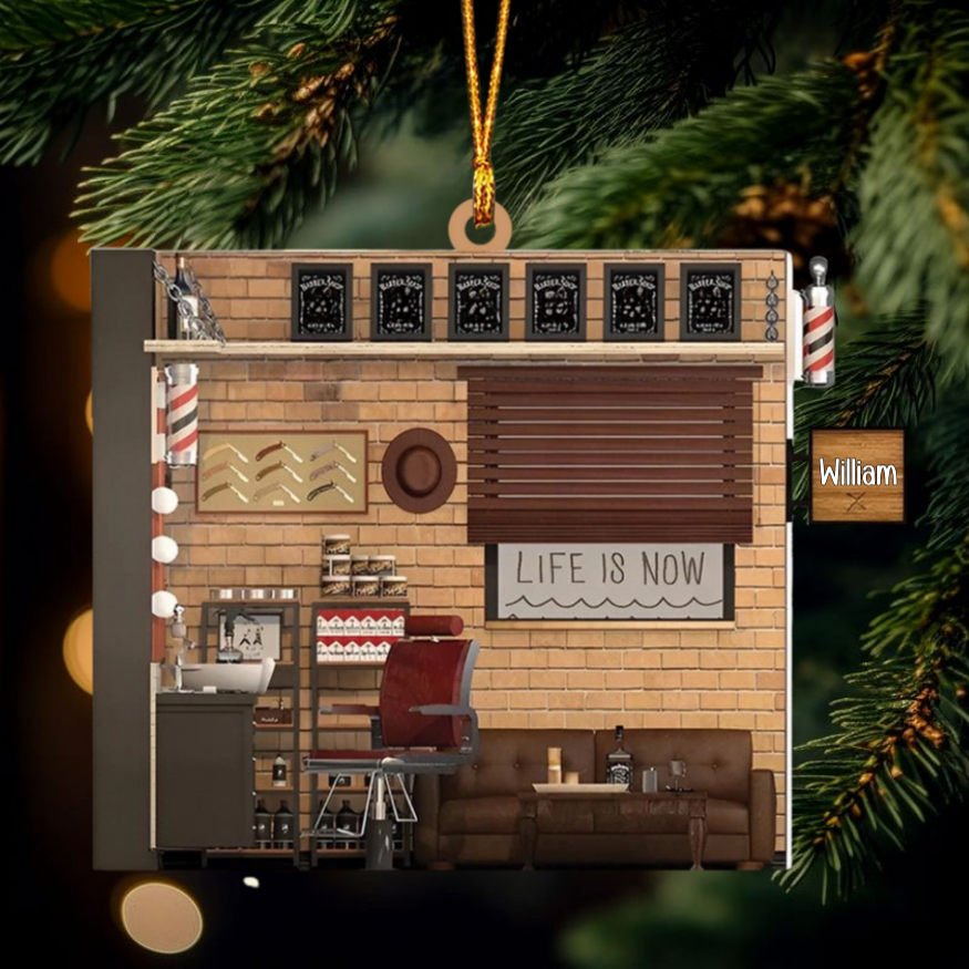 Personalized Barber Shop Christmas Ornament - Christmas Gift For Barber