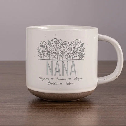 Grandma Wildflower - Personalized Pottery Mug - Gift For Grandma, Mother's Day, Birthday Gift