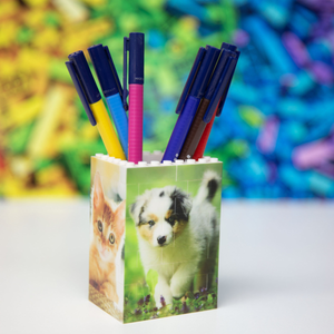 Personalized Photo Block Pen Holder Custom Brick-Style Desk Organizer Gift - Gift For Pet Owner, Dog Cat Lovers