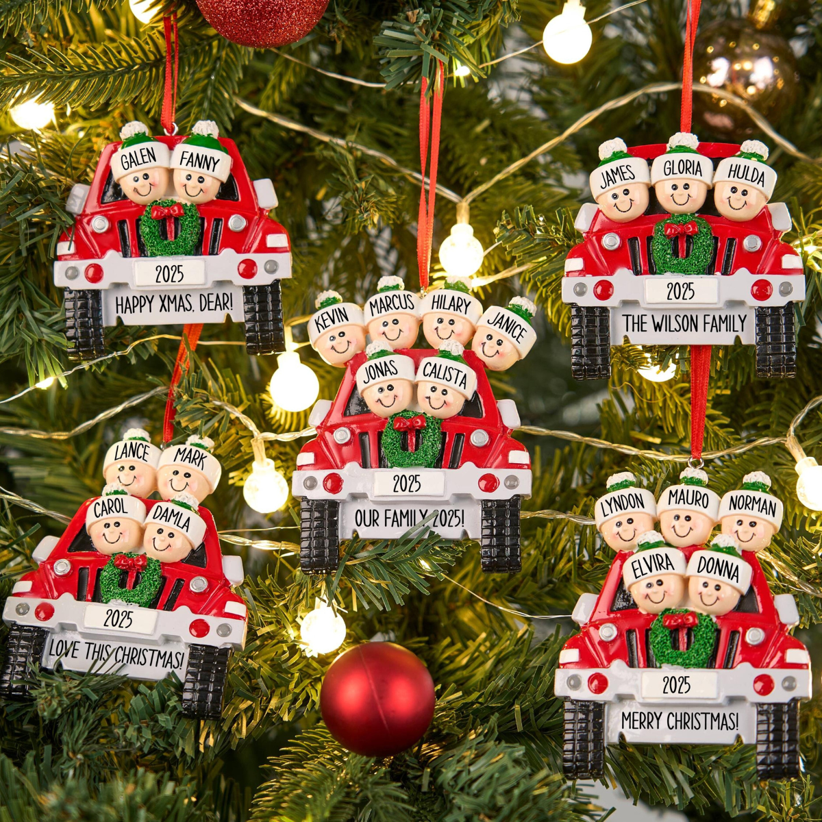 2025 Personalized Family 3D Car Christmas Ornament, Custom Christmas Gift, Christmas Tree Decor, Custom Resin Family Ornament, Xmas Car Ornament