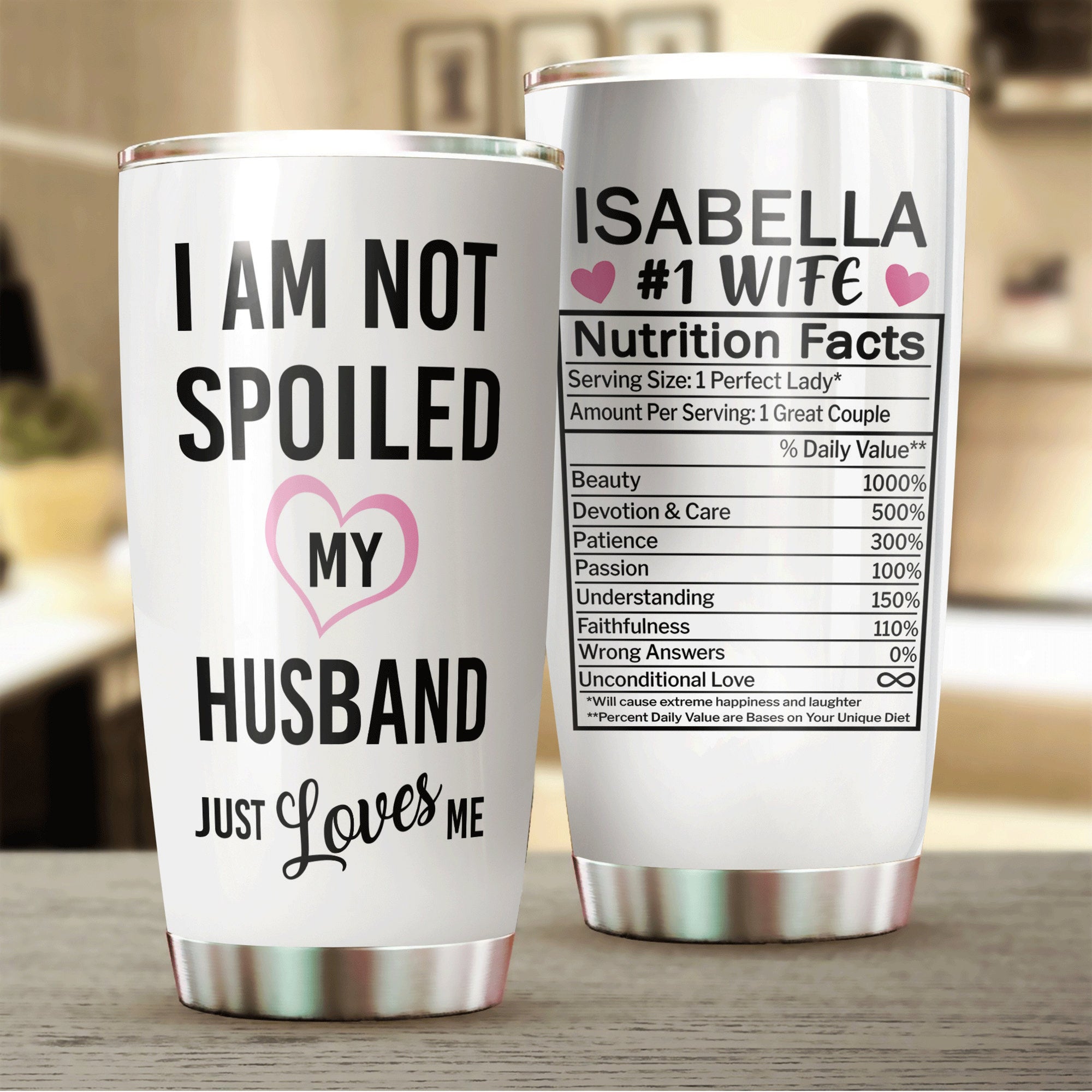 I'm Not Spoiled, My Husband Just Loves Me - Personalized Tumbler - Gift For Wife