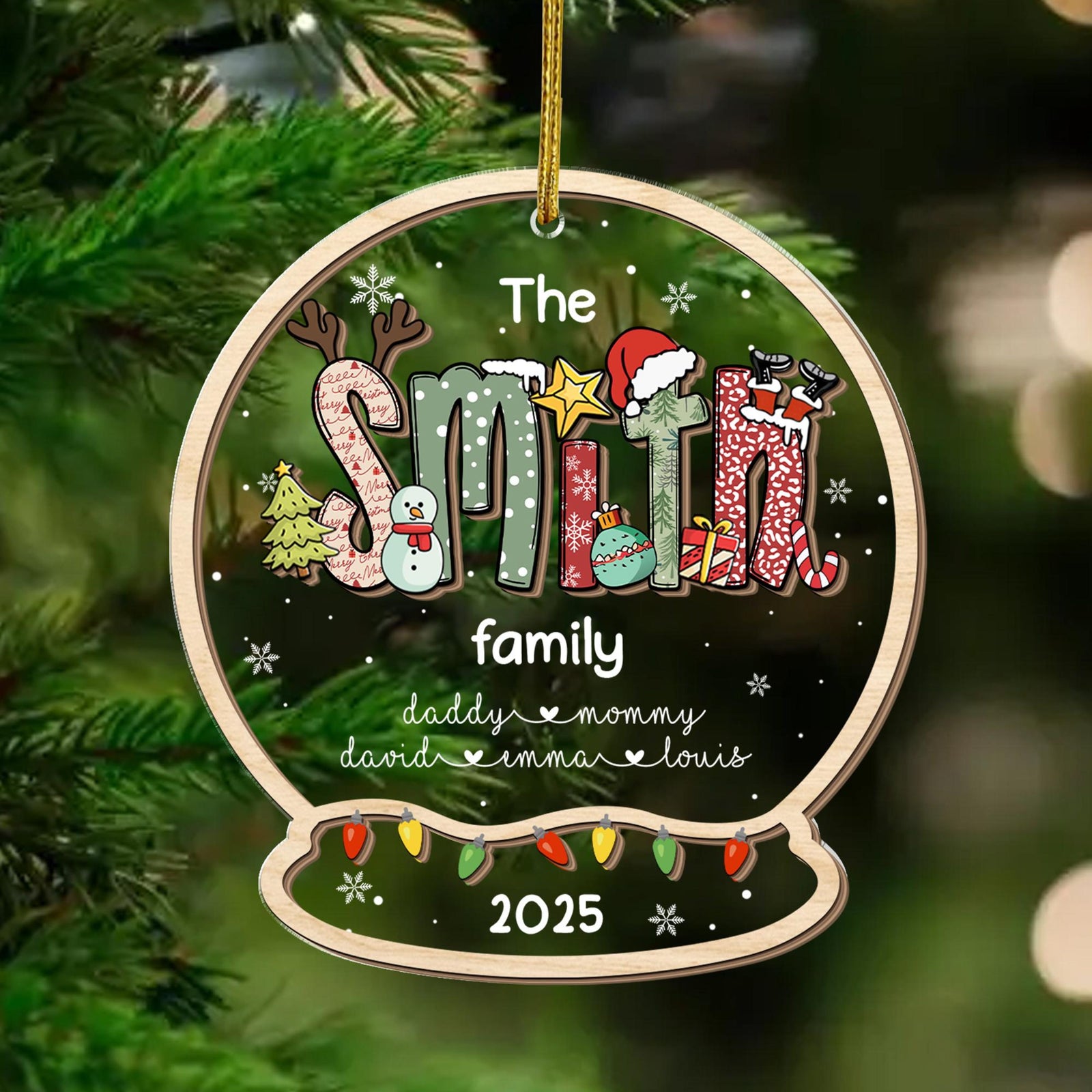 Custom Family Name Christmas Alphabet Ornament, Personalized Name Ornament, Christmas Ornament Gift, Family Keepsake