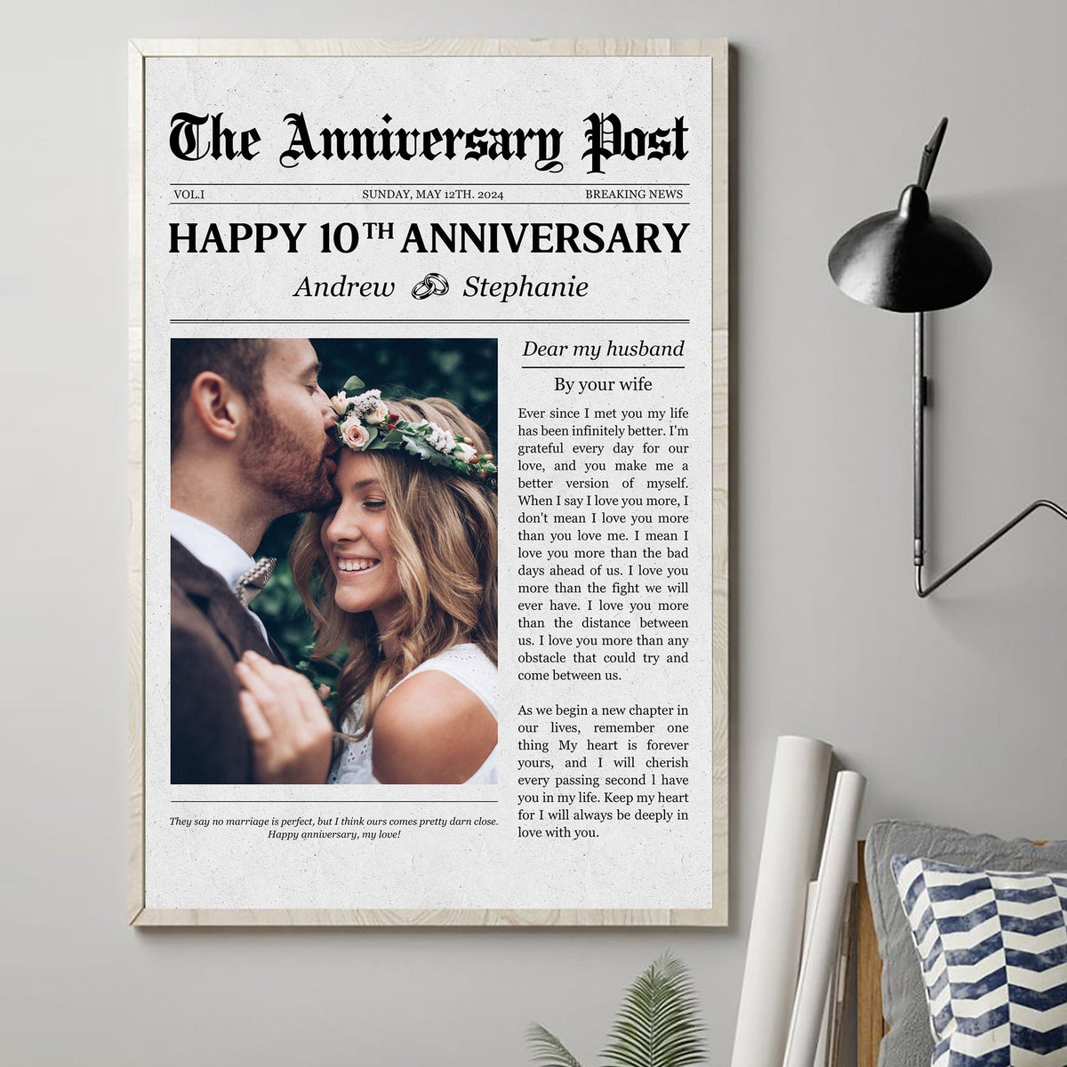 The Wedding Times Happy Anniversary - Personalized Canvas - Gift For Couple, Anniversary, Valentine's Day Gift