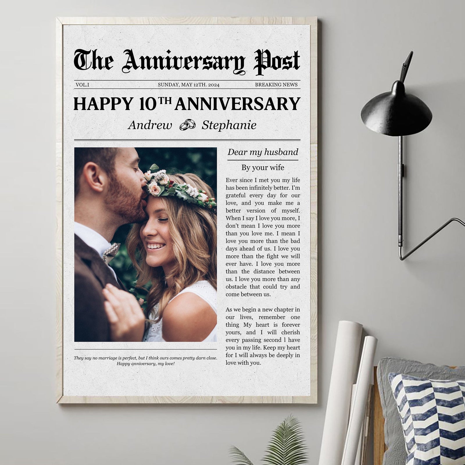 The Wedding Times Happy Anniversary - Personalized Canvas - Gift For Couple, Anniversary, Valentine's Day Gift