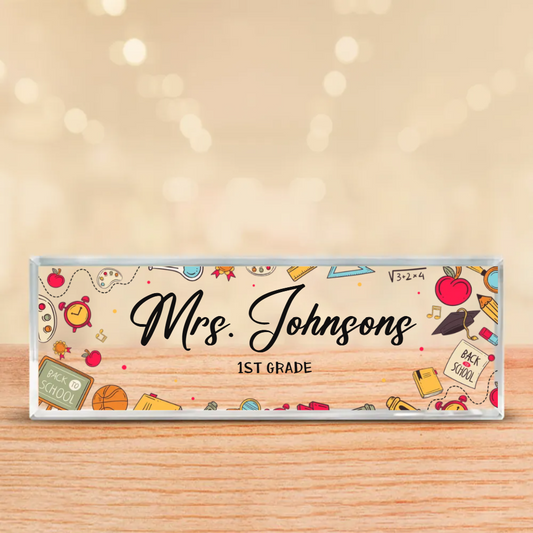 Personalized Acrylic Name Plate For Teacher, Custom Name Teacher Gift, Teacher Desk Plaque, Teacher Gift For Women, Gifts For Teachers From Students