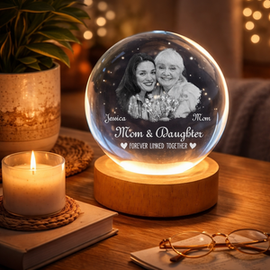 Mom & Daughter Forever Linked Together - Personalized Crystal Night Light - Gift For Mom, Grandma, Mother's Day Gift