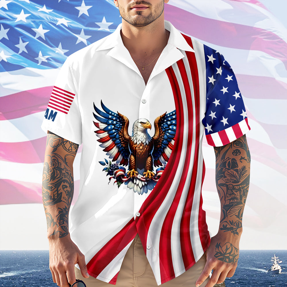Custom Name American Pride Patriotic 250th Anniversary Eagle Hawaii Shirt