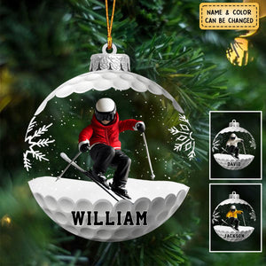 Personalized Custom For The Love Of Skiing Shaped Ornament Christmas Gift For Skiing Lovers, Sport Players