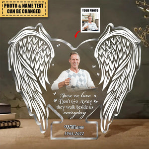 Personalized Memorial Photo Acrylic Plaque - Christmas/Memorial Gift Idea for Family - God Has You In His Arms I Have You In My Heart