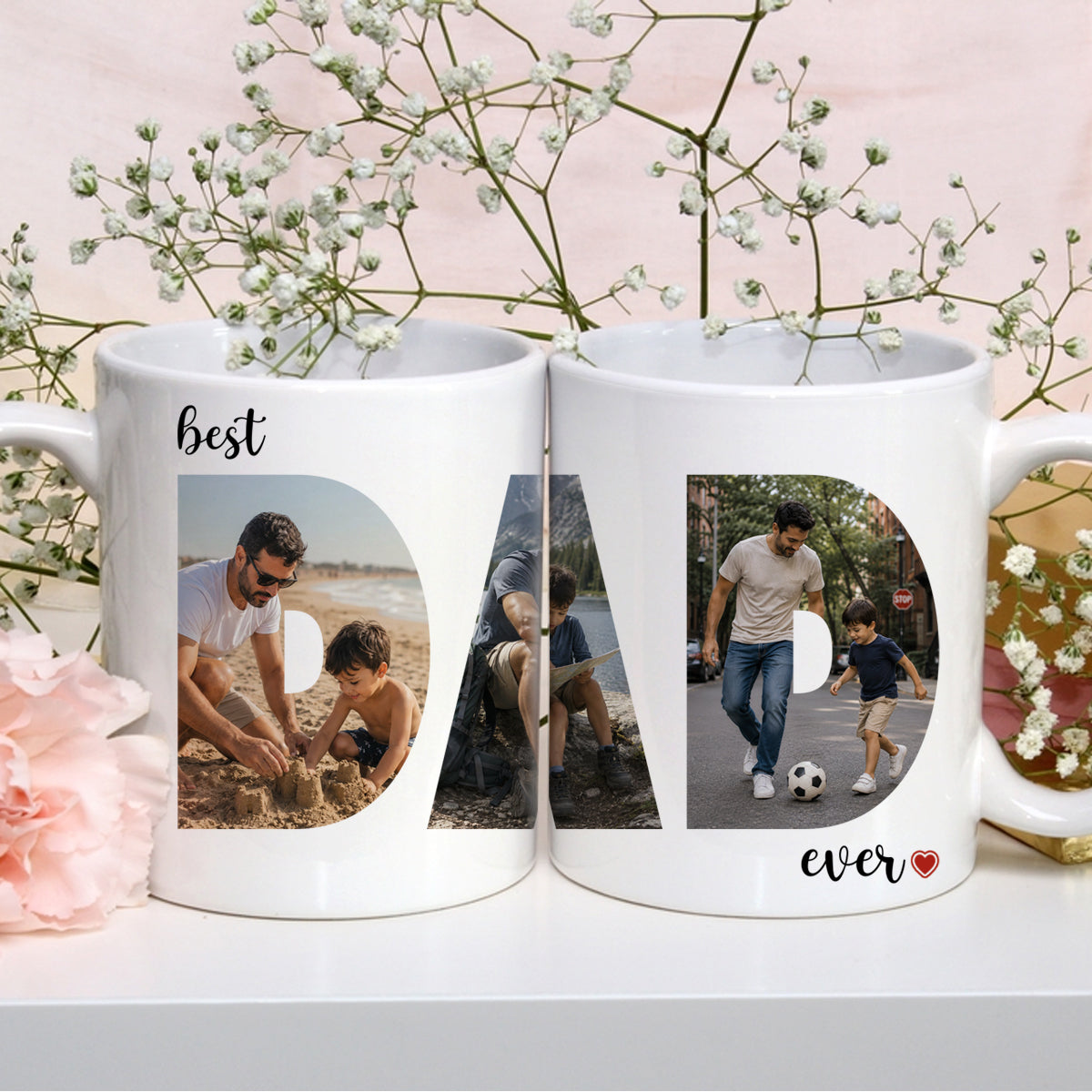 Best Dad Ever - Photo Collage White Mug