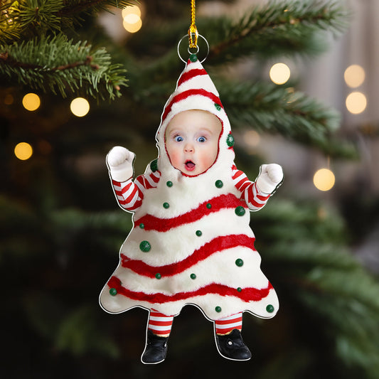 Baby Custom Photo Christmas Tree Cake - Personalized Acrylic Ornament - Christmas Gift For Baby