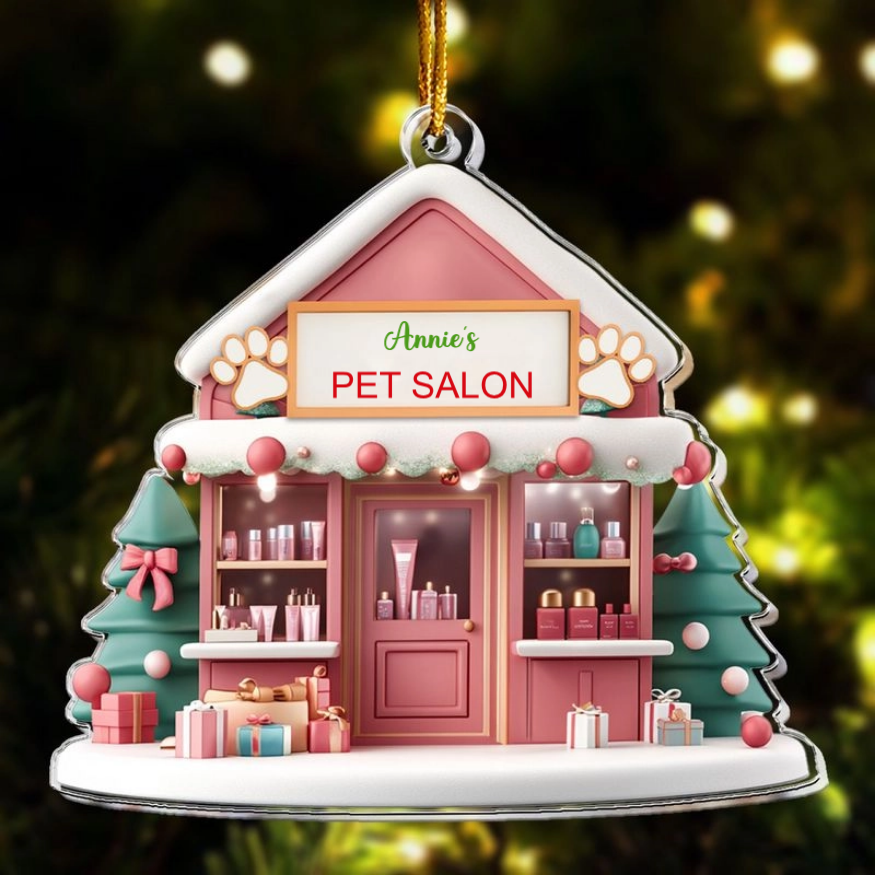 Pet Salon Pet Grooming Flat Ornament - Personalized Acrylic Ornament - Christmas Gift For Pet Salon Owner