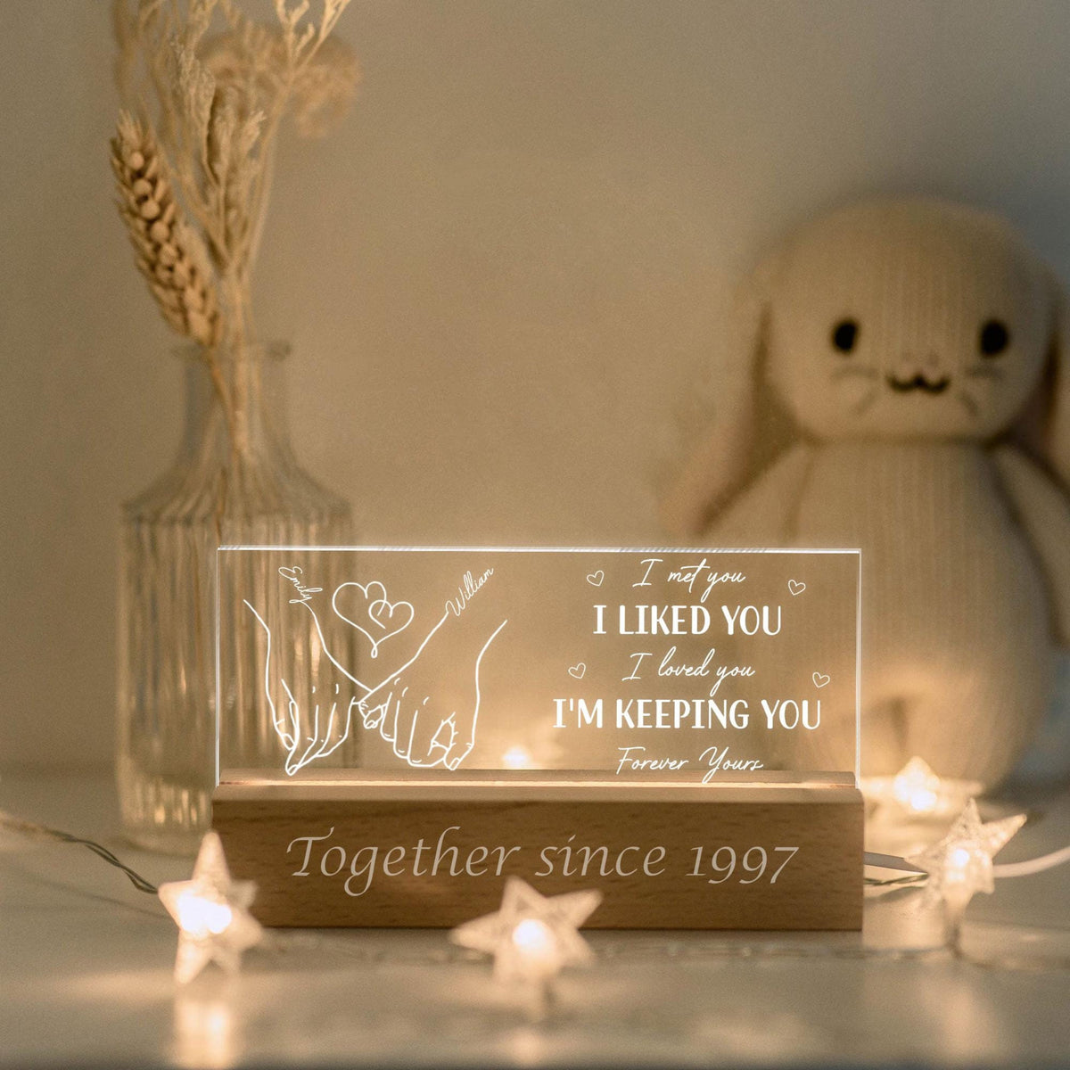 Forever Yours Personalized Couple Night Light, Romantic Valentine Couple, Wedding Gift, Gift for Her, Anniversary Gift, Bedroom Lamp