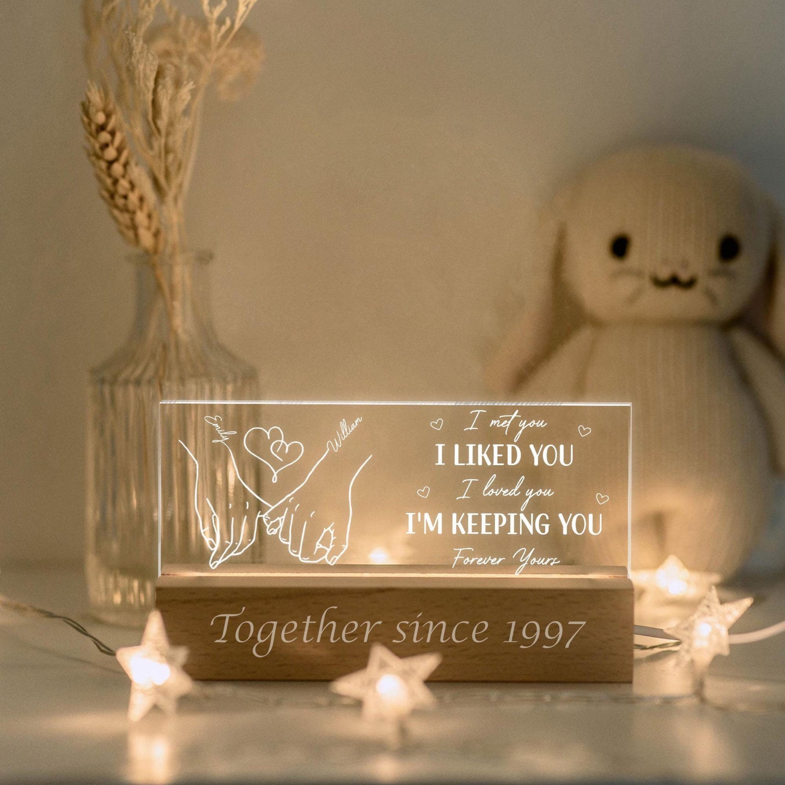 Forever Yours Personalized Couple Night Light, Romantic Valentine Couple, Wedding Gift, Gift for Her, Anniversary Gift, Bedroom Lamp
