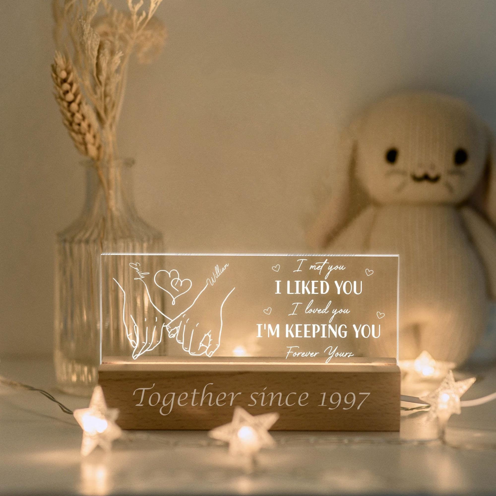 Forever Yours Personalized Couple Night Light, Romantic Valentine Couple, Wedding Gift, Gift for Her, Anniversary Gift, Bedroom Lamp