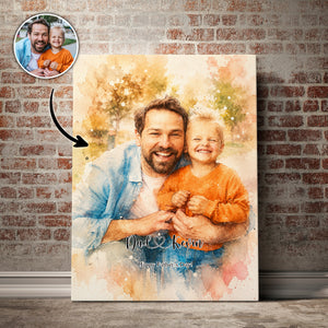 Painted With Love Father & Child Portrait - Personalized Poster