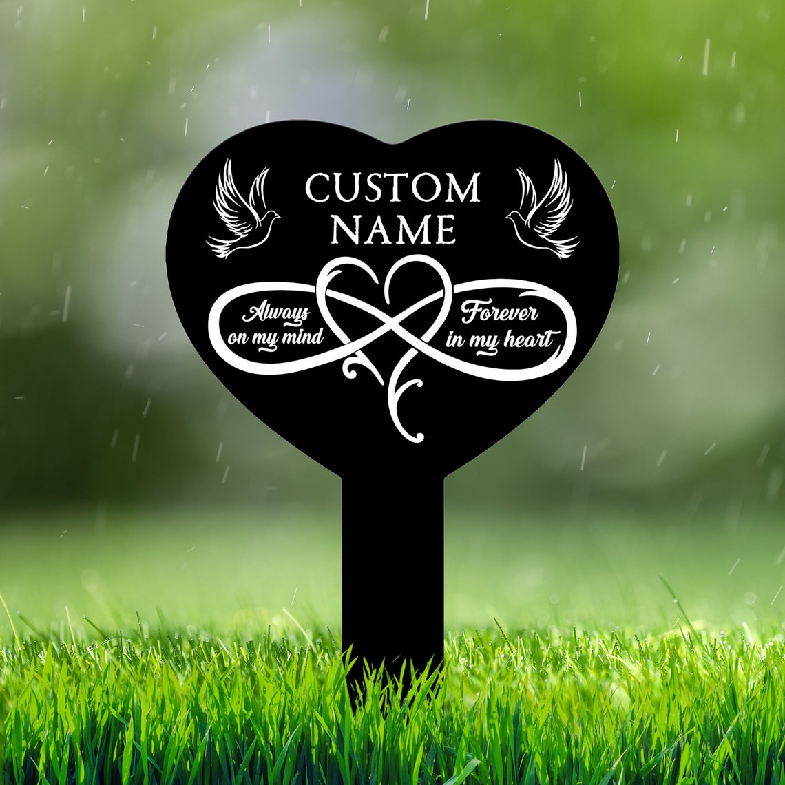 Memorial Grave Marker Personalized, Sympathy Plaques, Loss of Loved One, Remembrance Stake, Keepsake Yard Sign, Dove Memorial Plaques