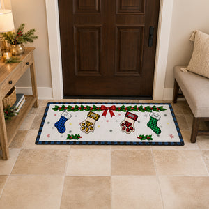 Christmas Family Stockings With Names - Personalized Runner Rug