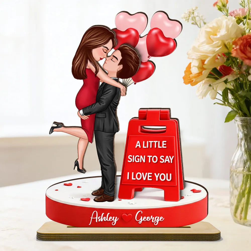 A Little Sign To Say I Love You - Personalized Wooden Plaque - Anniversary Gift, Valentine's Day Gift For Couple