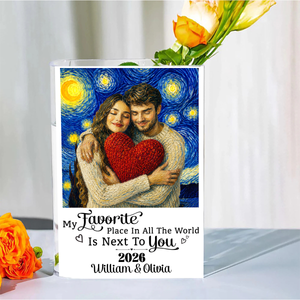 Next To My Love - Personalized Journal Clear Acrylic Book Vase for Flowers, Transparent Flower Vase for Home Decor