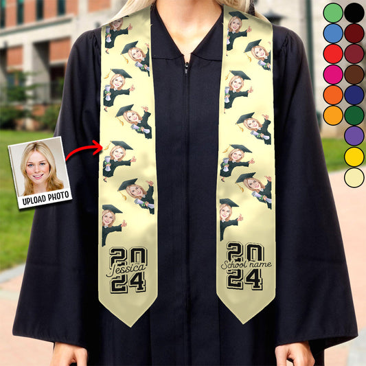 Funny Character Portrait - Personalized Graduation Sash - Graduation Gift