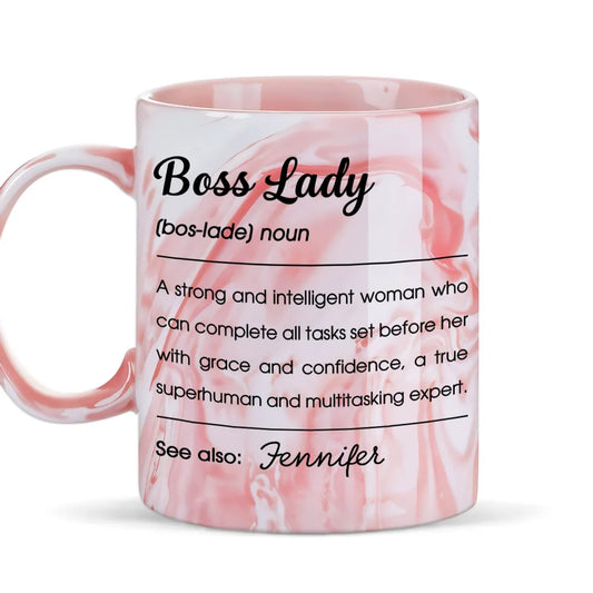 Boss Lady - Personalized Marble Mug - Gift For Your Boss, Gift For Friends, Bestie, Sister