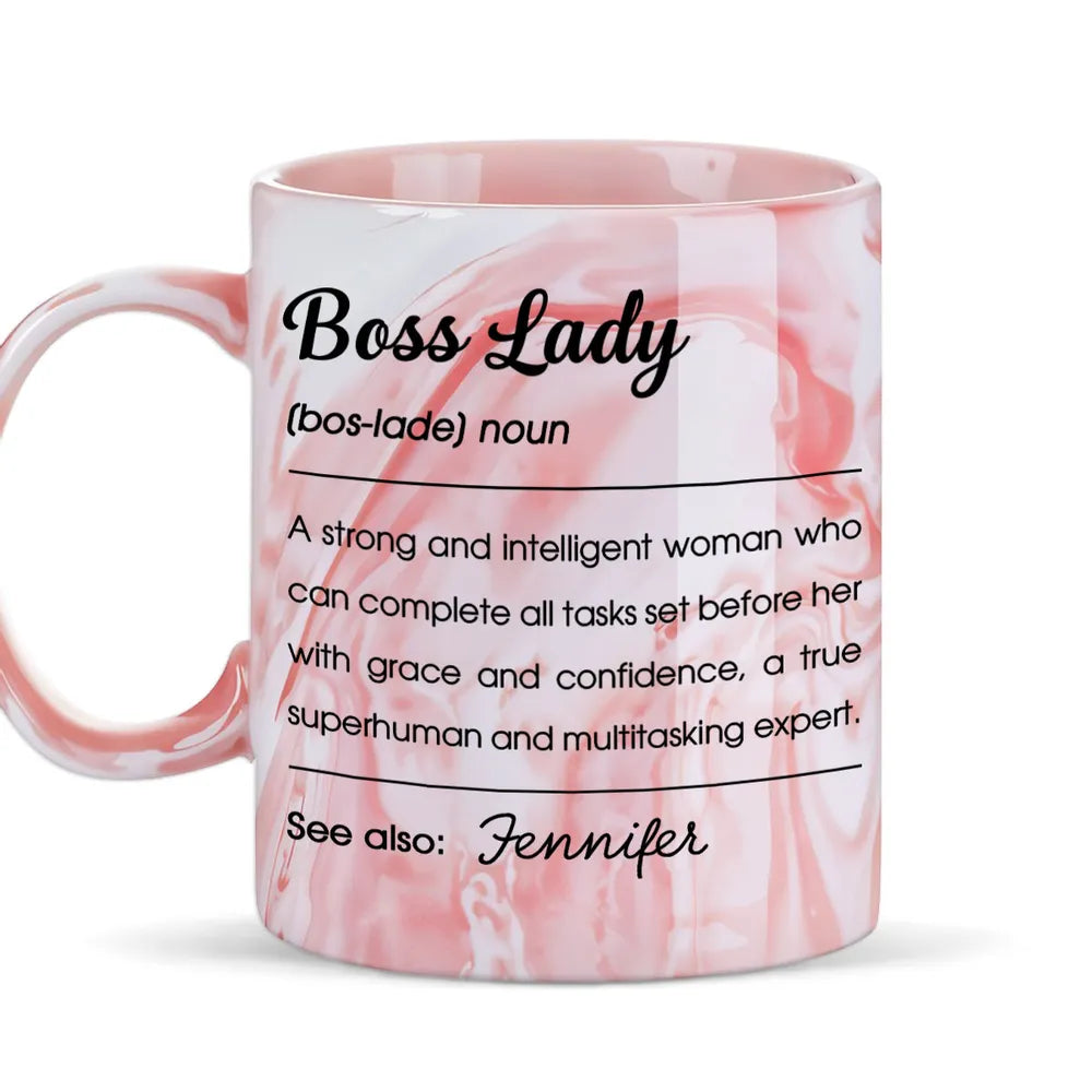 Boss Lady - Personalized Marble Mug - Gift For Your Boss, Gift For Friends, Bestie, Sister