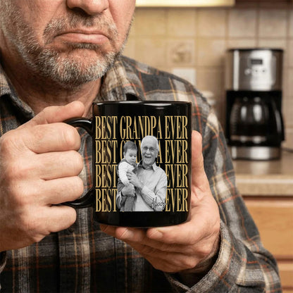 Custom Photo Black Mug - Personalized Father's Day Gifts For Dad, Grandpa - The Man, The Myth