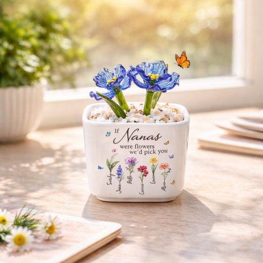 If Nanas Were Flower Glass Pot, Personalized Grandma Gift, Hand Blown Everlasting Flower Plant, Mother's Day Gift for Nana