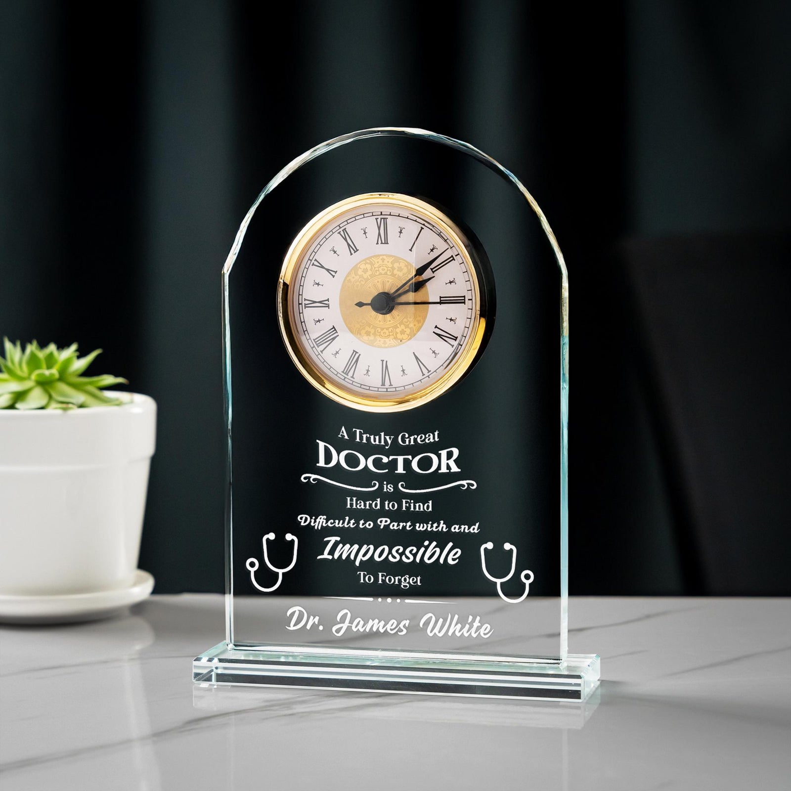 Doctor Appreciation Acrylic Desk Clocks - Personalized Acrylic Desk Clock for Doctor - Thank You Gift for Doctor