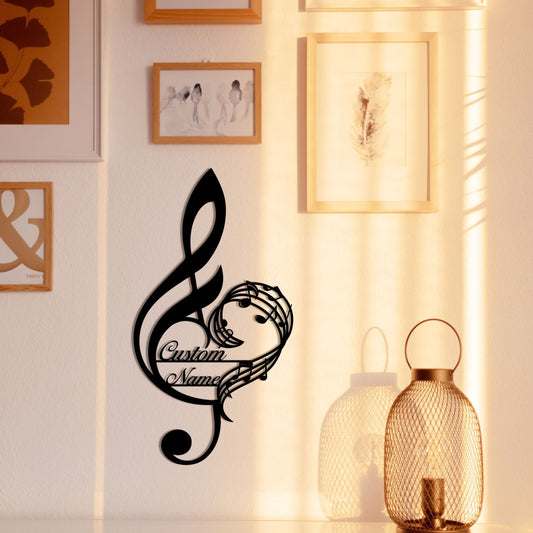 Personalized Music Notes Metal Wall Art, Musician Name Sign, Customized Gift for Musician, Music Teacher Gift, Music Lover Gift
