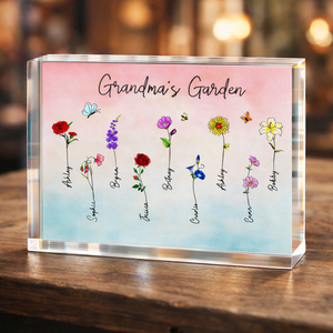 Birth Month Flower Gift For Grandma - Personalized Acrylic Plaque - Gift For Mom Grandma, Mother's Day Gift