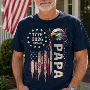 Patriotic Eagle Grandpa USA 250th Anniversary - Personalized Shirt - Father's Day Gift for Dad, Grandpa, Husband