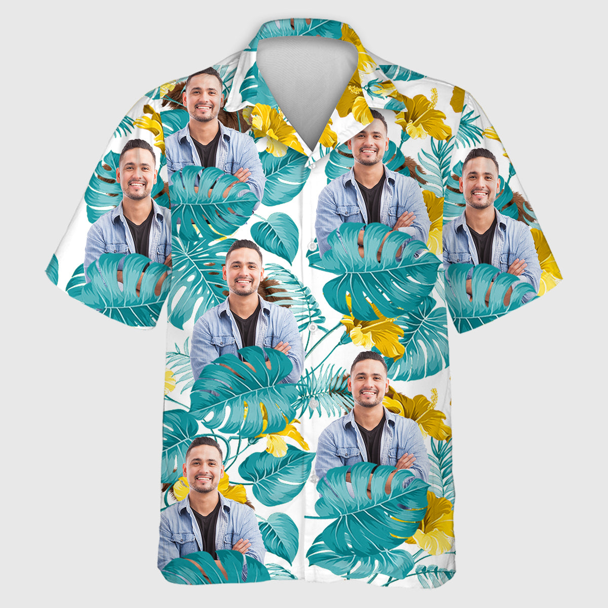 Personalized Photo Upload Face Men's Hawaiian Shirt, Personalized Photo Face Hawaiian Shirt, Personalized Hawaiian Shirt, Hawaiian Aloha Shirt