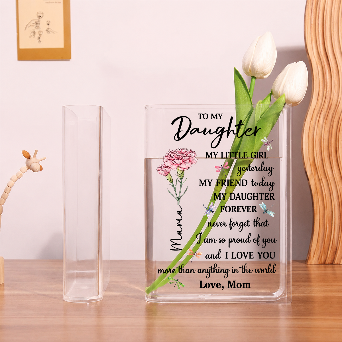 You Are My Greatest Blessing - Personalized Journal Clear Acrylic Book Vase for Flowers, Transparent Flower Vase for Home Decor