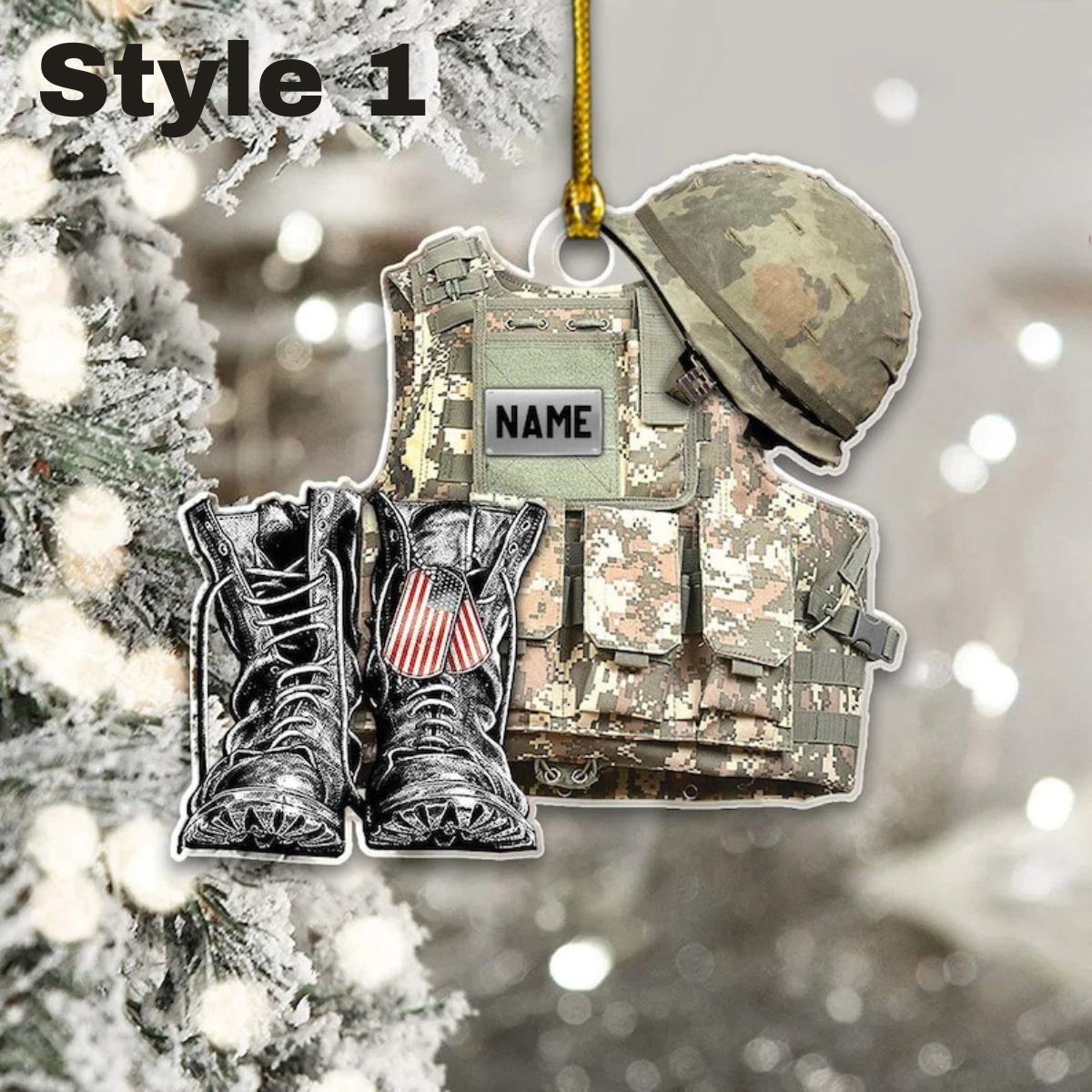 Personalized Ornament Military Veteran Uniform Tactical Combat Vest Combat Boots Helmet Double Sides Acrylic Ornament For Military Veteran