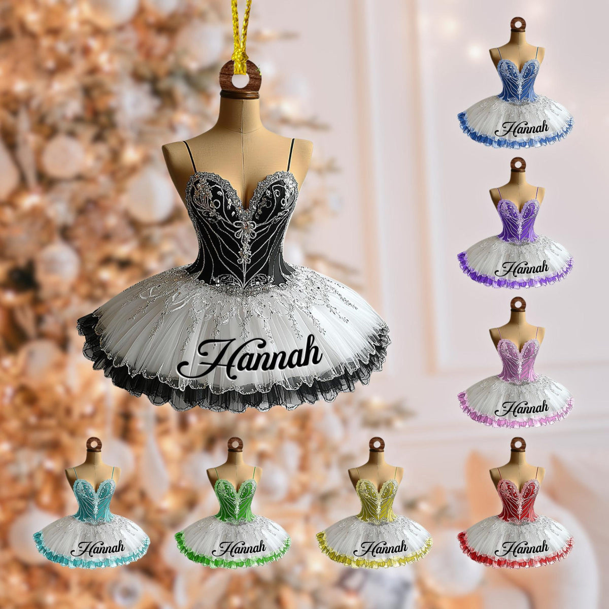 Personalized Ballerina Ballet Girl Ornament, Ballerina Christmas gift, Ballet Dancer Dress Ornament, Gifts for Ballet Girls