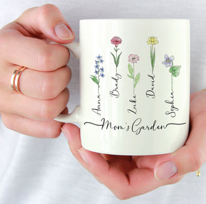 Birth Month Flowers Mom's Garden - Personalized Mug - Gift For Mother