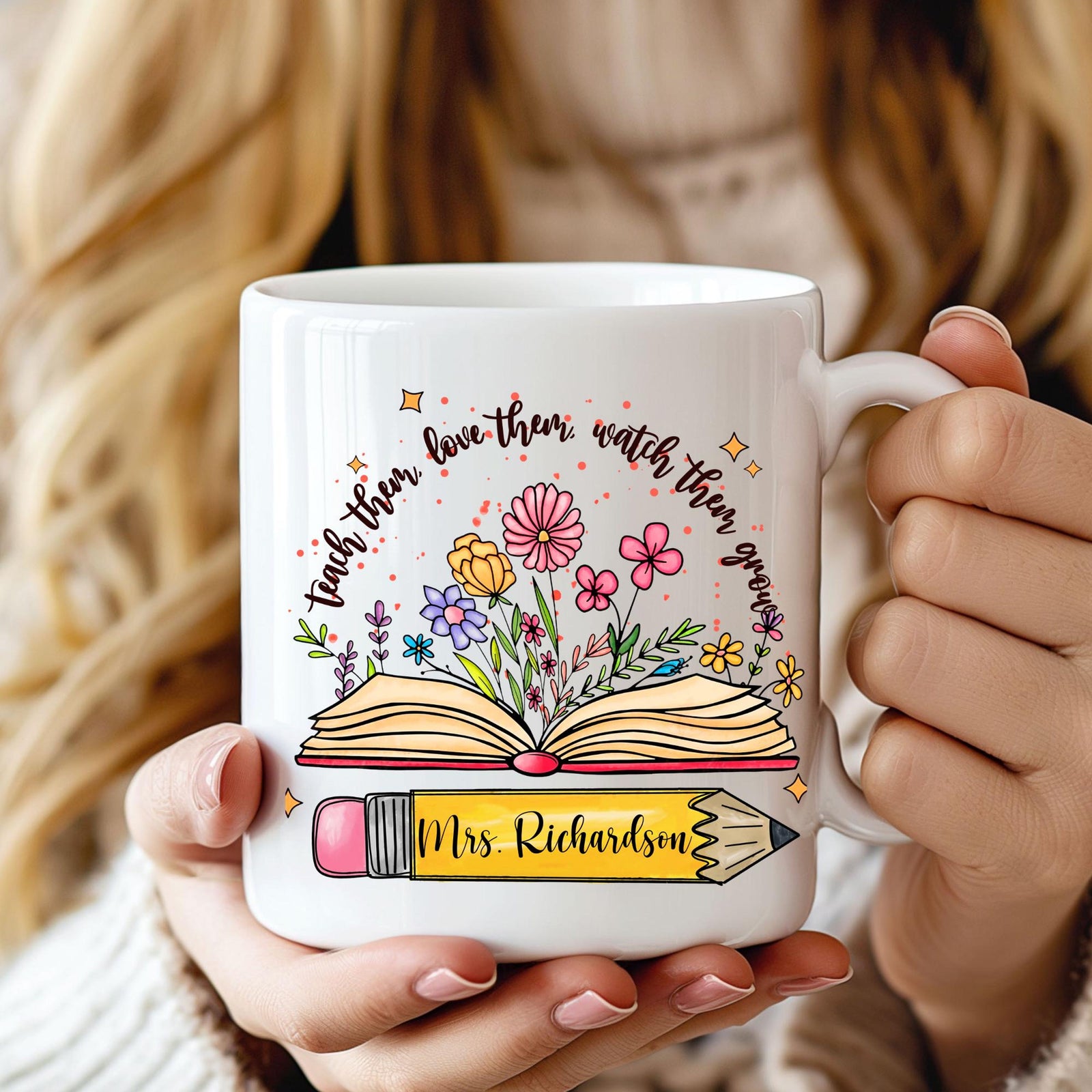 Personalized Teacher Mug, Custom Coffee Cup with Name, Teacher Appreciation Gift, End of Year Teacher Gift, Back to School Mug