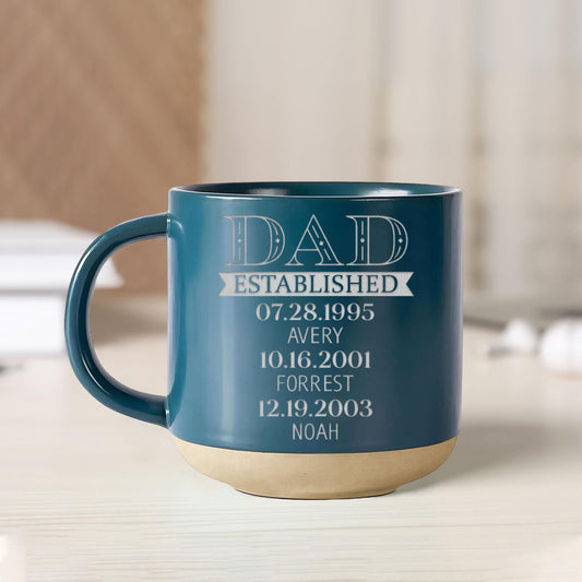 Personalized Dad Pottery Mug, Baby Shower Coffee Mug, Gift for Parents, Custom Daddy Gift for Husband, Wife