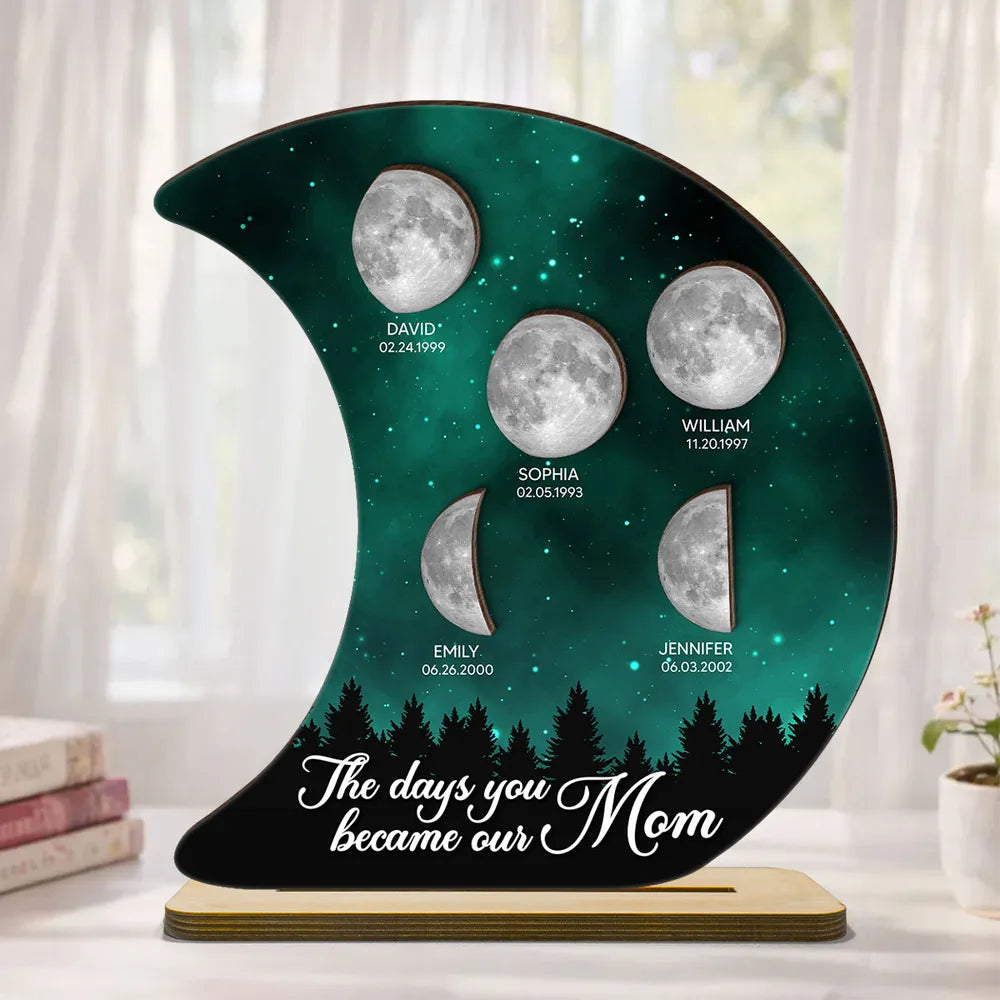 The Days You Became Our Mom Galaxy Night - Personalized 2-Layered Wooden Plaque - Heartfelt Gift For Mom, Grandma, Mother's Day Gift
