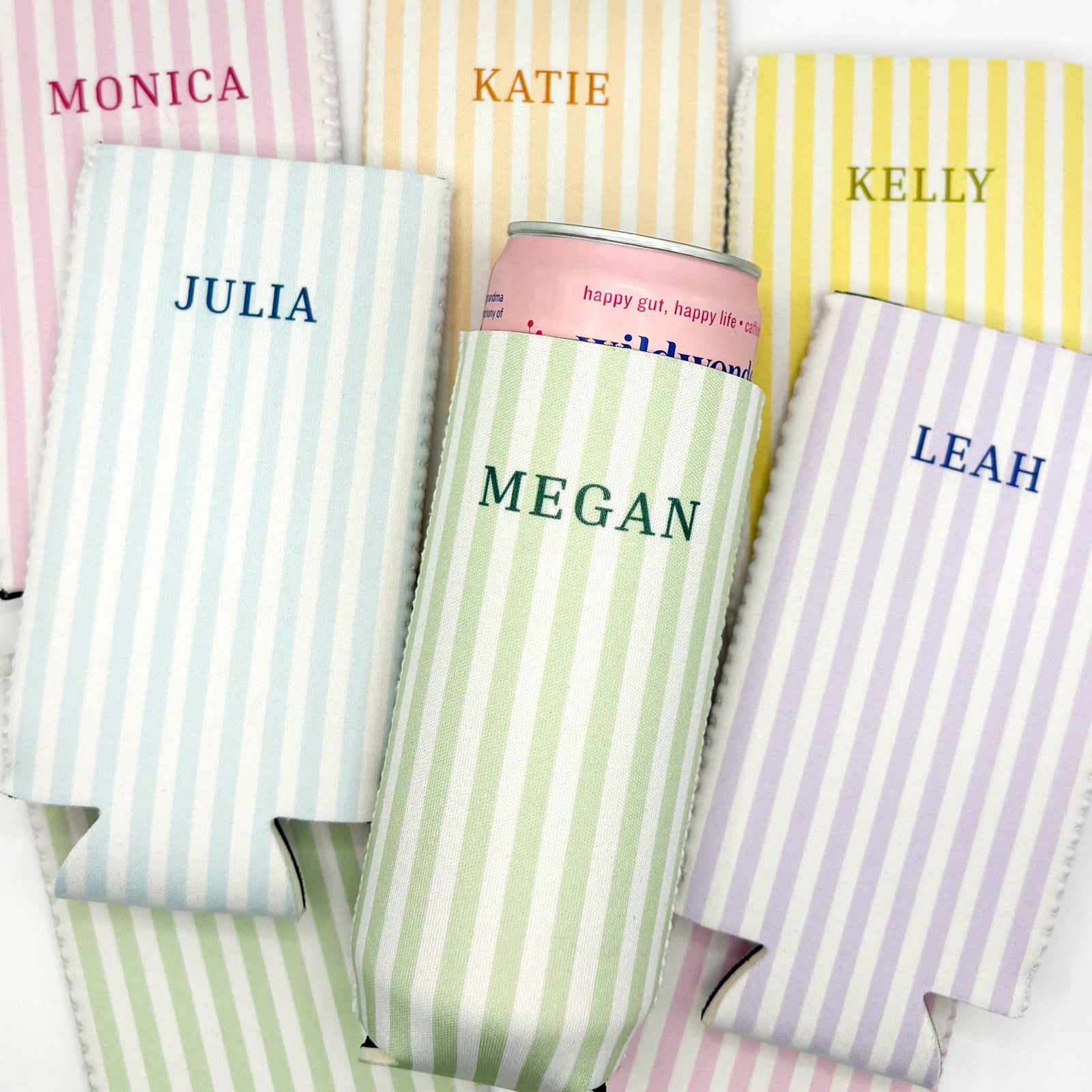Monogrammed Slim Can Cooler Personalized Name Bachelorette Favor Grandmillennial Skinny Can Cooler Custom Bridal Party Gift Bridesmaid Idea