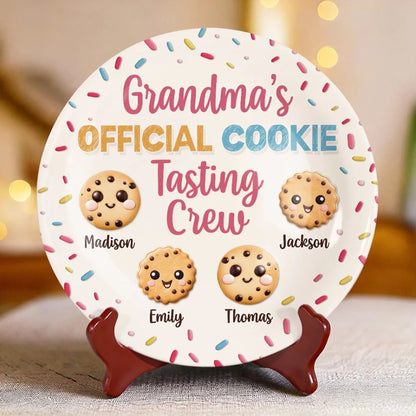 Mom Grandma's Official Cookie Taster - Personalized Ceramic Plate - Mother's Day, Gift For Mom, Grandma