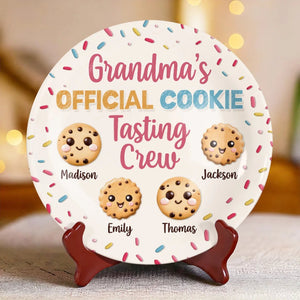 Mom Grandma's Official Cookie Taster - Personalized Ceramic Plate - Mother's Day, Gift For Mom, Grandma