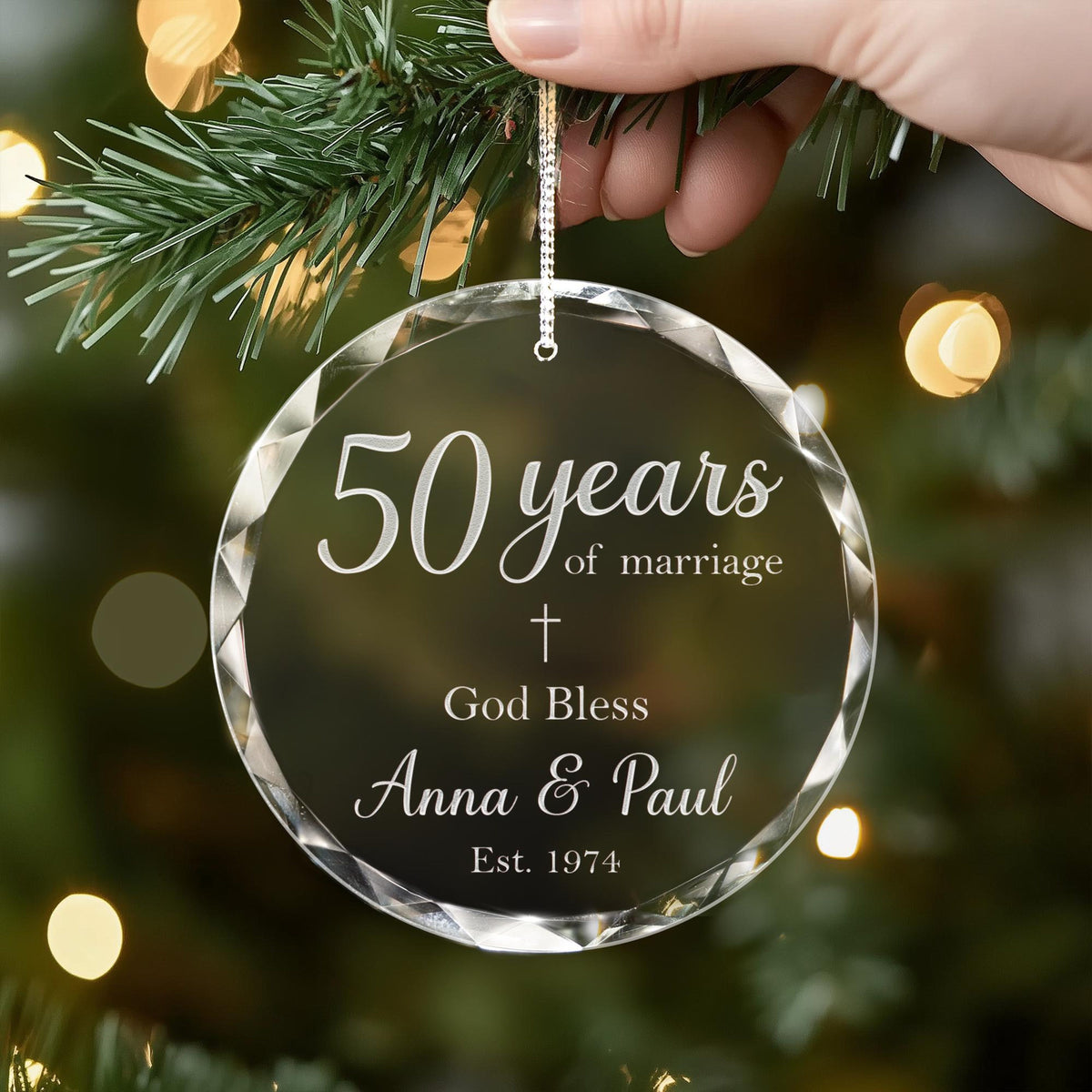 Custom 50th Wedding Ornament for Parents, Parents Golden Wedding Anniversary Gift, 50 Years of Marriage Gifts for Christian