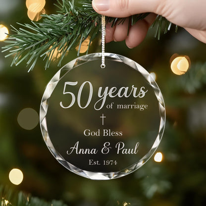 Custom 50th Wedding Ornament for Parents, Parents Golden Wedding Anniversary Gift, 50 Years of Marriage Gifts for Christian